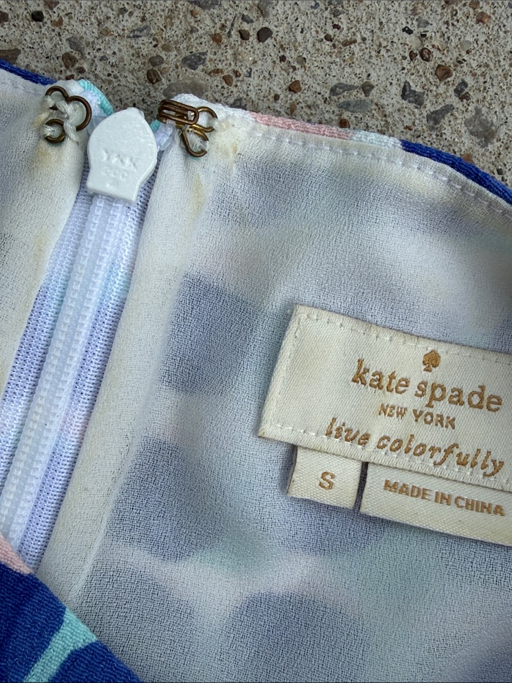 Kate Spade New York 'Island Stamp' Double Layer Blue/White Tank Top Size 8 - Picture 3 of 15